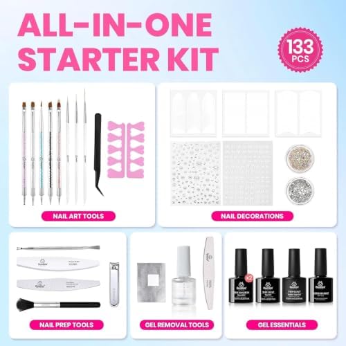 Beetles Gel Nail Polish Kit with U V Light, 100 Colors Gel Nail Kit 133 Pcs - Image 3