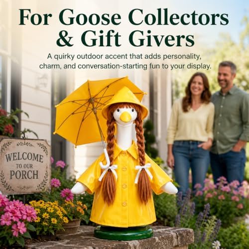 Yellow Raincoat Porch Goose Outfit, Wig & Umbrella Set, 4-Piece Kit - Image 5