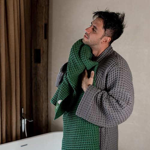Luxury Organic Japanese Cotton Waffle Bath Towel | Thick, Absorbent, Quick Dry Bathroom Towels for Shower, Sauna, Onsen| Hotel & Spa Quality, Gift-Ready (Forest Green, Face Towel (6 Pack)) - Image 2