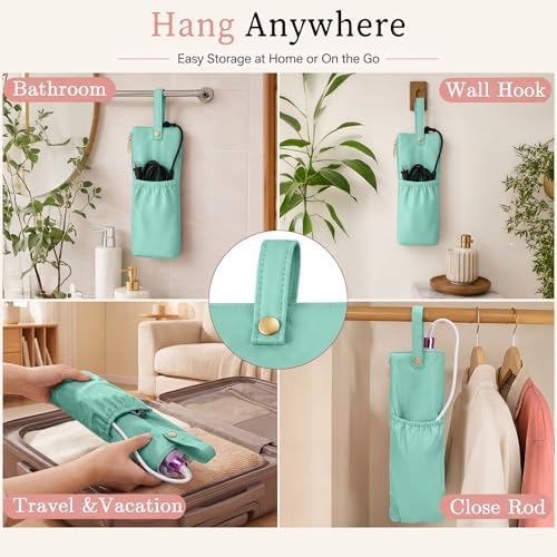 Hot Hair Tools Travel Bag with Heat Resistant Mat, 2-in-1 Hot Tools Organizer for Curling Iron, Flat Iron, Portable Travel Holder & Mat for Women (Green) - Image 5