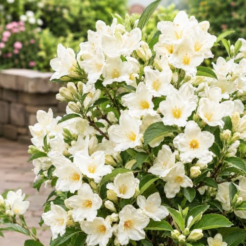 White Weigela Live Plant, 4" Pot, Vigorous Flowering Shrub for Pollinator Gardens and Yards by GINGERGLOW