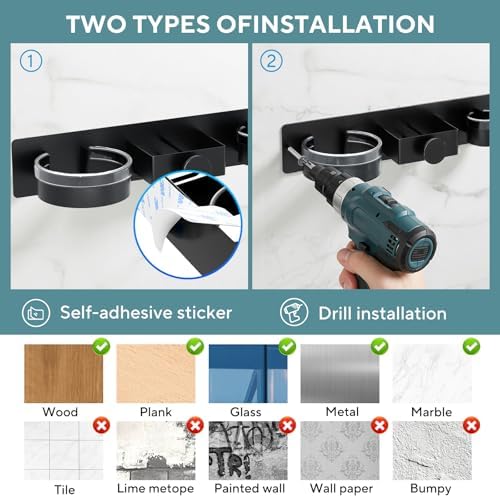 Hair Dryer Holder Wall Mounted, Blow Dryer Holder with Plug&Cord Organizer - Image 4