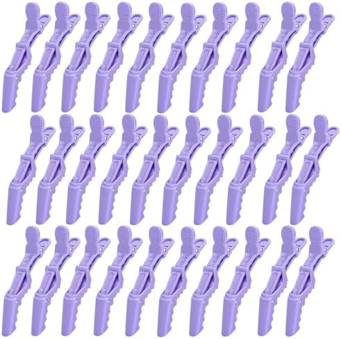 30 Pcs Alligator Hair Clip for Styling Sectioning - Salon Hair Clip for Thick Hair, Plastic Hair Styling Clip with Wide Teeth & Double-Hinged Design (Purple) by Unknown