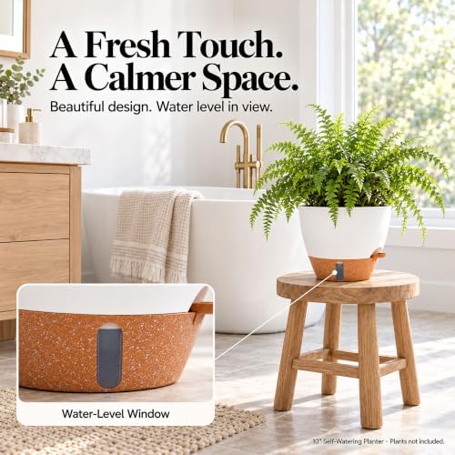 2 Pack 10 inch Plant Pots, Plastic Self Watering Planters - Image 3