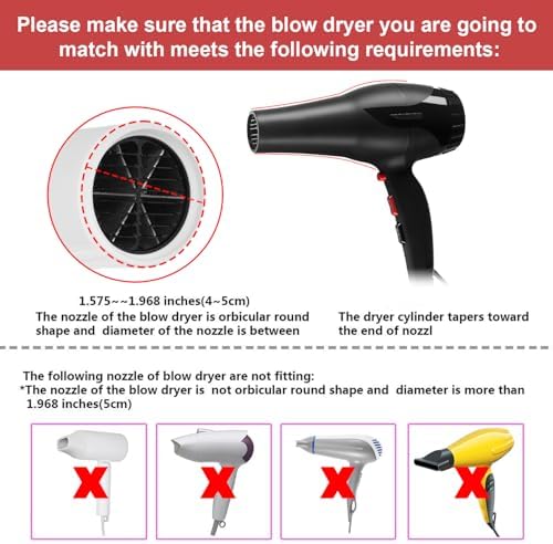 Universal Collapsible Hair Dryer Diffuser Attachment-Foldable Portable Travel and Easy Storage Hair Diffuser Fit Most Hair Dryers with Nozzle Diameter D-1.575Inch to 1.968 Inch (4-5cm)- Red - Image 4