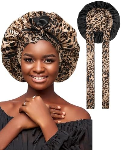 AWAYTR Double Layer Satin Bonnet for Women, Reversible Sleep Hair Wrap by AWAYTR