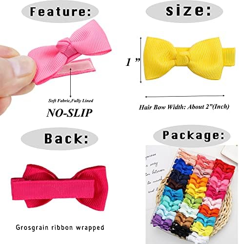 CÉLLOT Baby Hair Clips 50PCS Baby Girls Fully Lined 2" Baby Bows in Pairs - Image 2