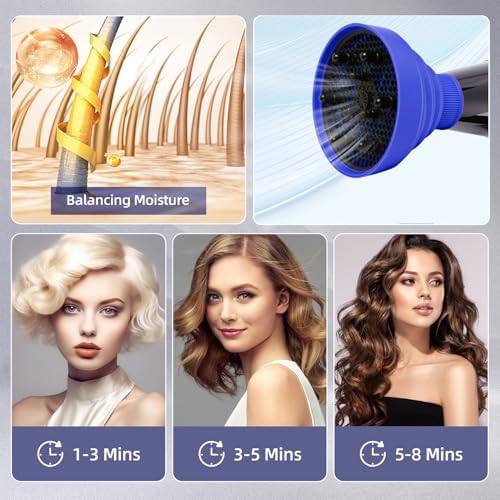 Universal Collapsible Hair Dryer Diffuser Attachment-Foldable Portable Travel and Easy Storage Fit Most Hair Dryers with Nozzle Diameter D-1.575Inch to 1.968 Inch (4-5cm)- Dark Blue - Image 7