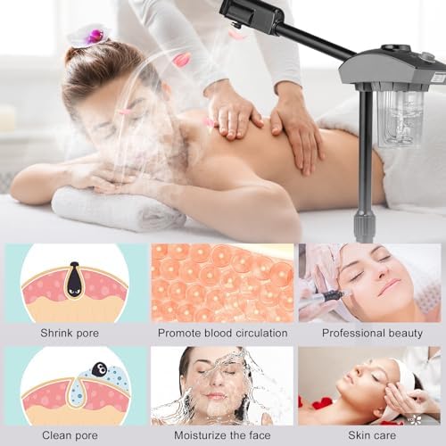 Winado Professional Facial Steamer Machine, Esthetician Steamer Humidifier Face Spa, Hot Ionic Mist Face Steamer for Home Beauty Salon, Personal Skin Care Deep Cleaning, Black - Image 6