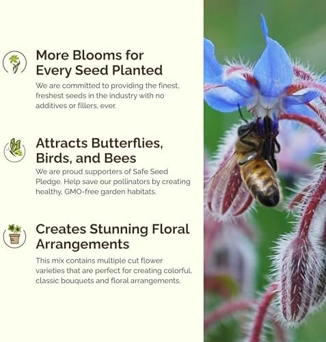 Eden Brothers Bee Happy Organic Wildflower Mixed Seeds for Planting, 1 lb, 480,000+ Seeds with Cosmos, Crimson Clover | Attracts Pollinators, Plant in Spring or Fall, Zones 3, 4, 5, 6, 7, 8, 9, 10 - Image 4