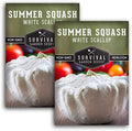 White Scallop Patty Pan Squash Seeds for Planting (2 Packs) by SurvivalGardenSeeds