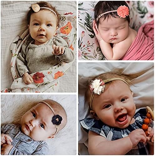 BQUBO Baby Girl Headbands with Bows Nylon Hairbands Handmade Hair Accessories for Newborn Infant Toddlers 10 Pack - Image 7