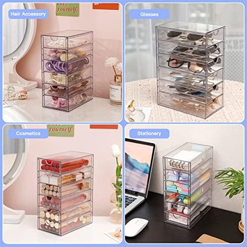 FABROK Clear Hair Accessory Organizer Box with 6 Drawers - Image 5