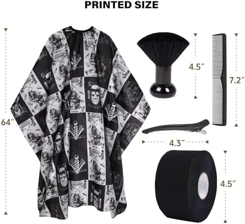 Waterproof Hair Cutting Cape for Men - Salon Cape with Neck Strip and Barber Brush - 5PCS Set (64" x 56") - Image 2