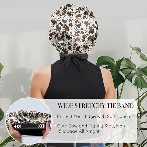 Satin Hair Braid Bonnet for Sleeping Double Layer Elastic Wide Soft Tie Band Hair Silk Lined Sleep Cap Women Girls - Image 5