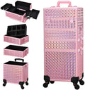 Rolling Makeup Case 4 IN 1 Cosmetology Case on Wheels Salon Case Nail Cart by Stagiant
