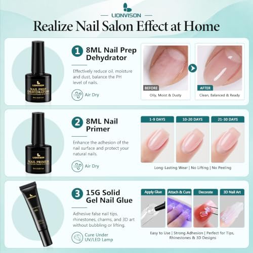 LIONVISON Nail Tips Square Set: 504PCS XXXL No C Curve Straight Tapered Square Nail Tips Extra Long Clear Nail Tips with Nail Extension Glue Gel Prep Dehydrator Primer File UV Curing Lamp for Home DIY - Image 4