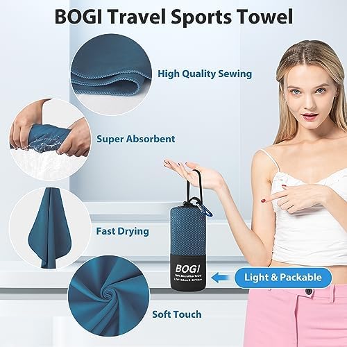 BOGI 4 Pack(8 pcs) Microfiber Travel Sports Towel-Quick Dry Towel, Soft Lightweight Microfiber Camping Towel Absorbent Compact Travel Towel for Camping Gym Beach Bath Yoga Swimming Backpacking-X Large - Image 3