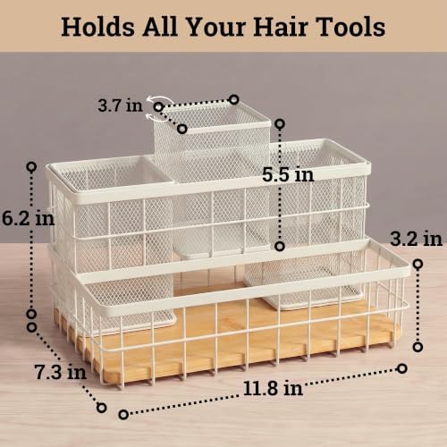 Hair Tool Organizer Countertop, Breathable Metal & Bamboo, Heat-Resistant - Image 6