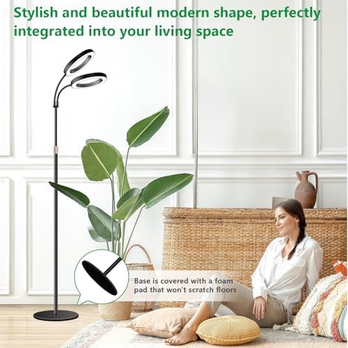 2 Head Grow Light Full Spectrum, Black, with 68" Adjustable Stand - Image 5
