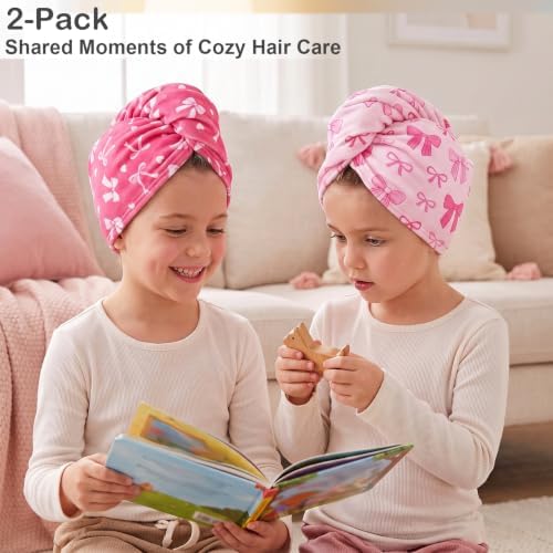 Microfiber Hair Towel Wrap for Kids Girls, Quick Dry Towel, 2 Pack - Image 2