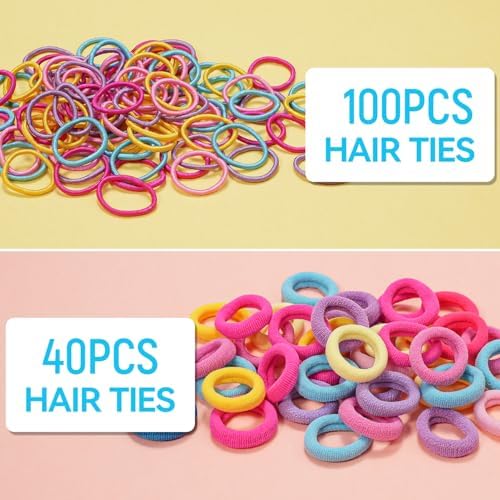 TsMADDTs Elastic Hair Ties, Colorful Hair Accessories for Baby Toddlers Kids Girls, 26 Colors Small Rubber Bands Set with Ties and Clips, Styling Tools - Image 4