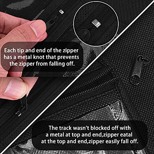3PCS Extra Long Hair Extension Storage Bag Hairpieces Storage Holder with Wooden Hanger Dust-proof Portable Suit with Transparent Zip Up Closure- Light weight, Waterproof and Portable (Black) - Image 5
