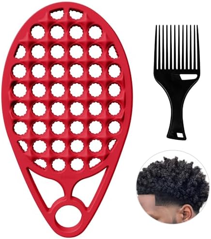 KOUPA Silicone Afro Twist Brush with Pick Comb for Coily Hair Curls, Red by WelcometoKOUPA