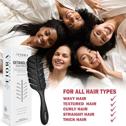 Fiora Naturals Detangler Brush for Wet and Dry Hair, Soft Detangling Brush - Image 5