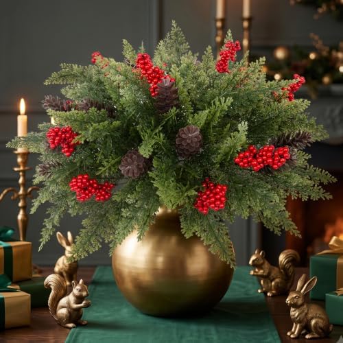 Daynight 6 Bundles Artificial Cedar Pine Stems for Outdoor Christmas Decor - Image 5