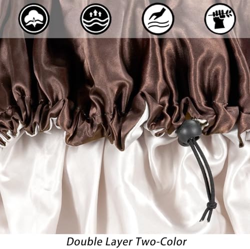 Edoneery Satin Bonnet for Sleeping Women, Double Layer Adjustable Sleep Cap - Image 2