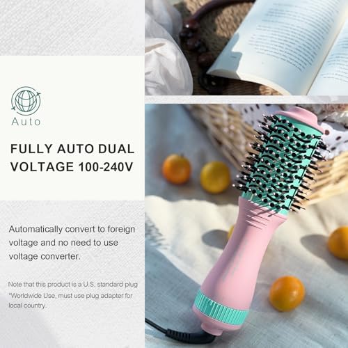 Dual Voltage Travel Dryer Styler in One, 2 Inch Oval Jet Brush for Worldwide Use, 110-240V European Hair Dryer & Volumizer with Universal Adapter - Image 2