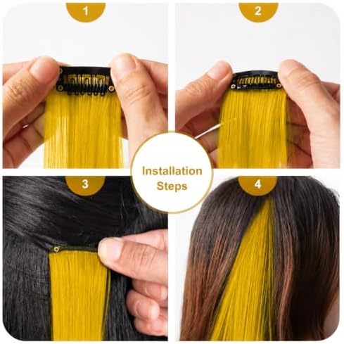 Gold Hair Extensions Clip in Synthetic Colored Hairpieces 14 PCS - Image 4