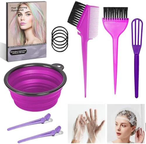 ROOHUA 12 Pcs Hair Dye Kit with Brush, Reusable Home Salon Color Hair Tools by ROOHUA