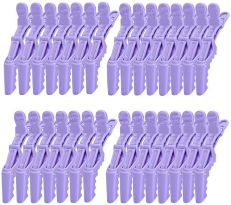 30 Pack Alligator Hair Clips, Sectioning Clips for Salon Coloring, Cutting & Styling, Durable Plastic Barber Hairdressing Tools, Strong Grip Crocodile Clips for Women Men Kids (Purple) by Unknown