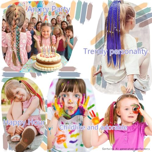 Girl hair accessories, children's colorful braided hair extensions - Image 3