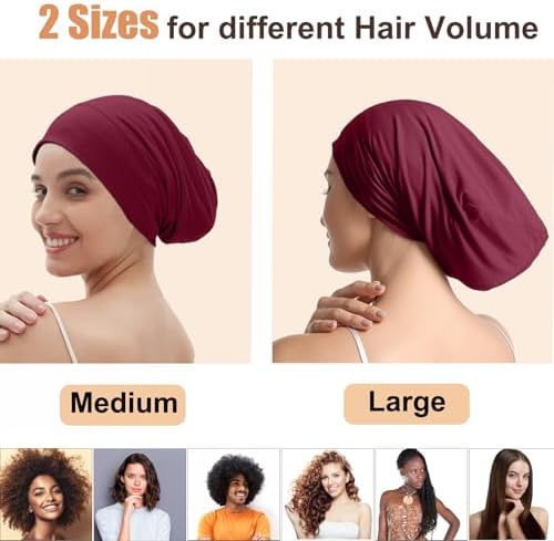 Satin Bonnets for Sleeping Adjustable Silk Lined Bonnet Sleep Cap Hair Wrap - Image 2
