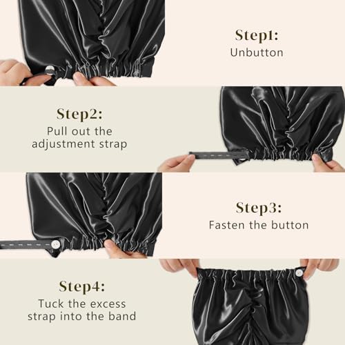 ZIMASILK 22 Momme 100% Mulberry Silk Bonnet for Sleeping Women, Black - Image 6
