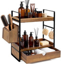 2-Tier Bathroom Counter Organizer, Acacia Wood Vanity Shelf with Drawer by Unknown