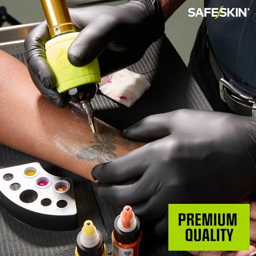 SAFESKIN Black Nitrile Disposable Gloves Powder Free Latex Free Tattoo, Food Prep, 3.5 mil - Image 5