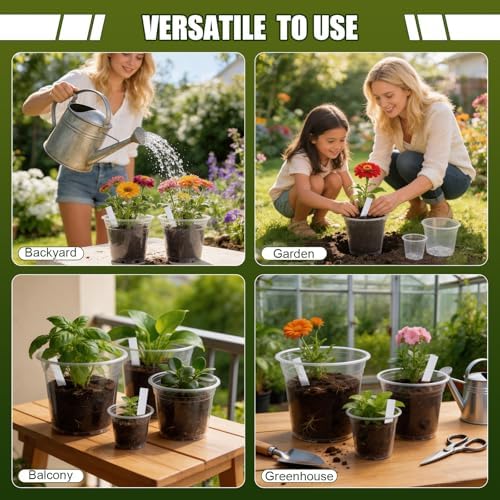 4/6/7/10 Inch Large Clear Nursery Pots with Drainage & Plant Tags - Image 6