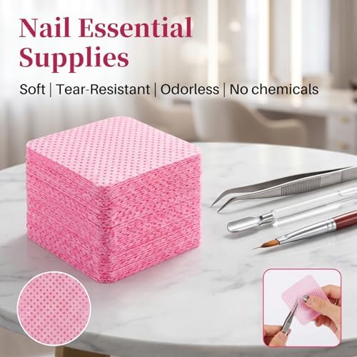 MAQIHAN 1200 Lint Free Nail Wipes - Pink Acetone Nail Polish Remover Wipes Lint Free Nail Wipes Pads Gel Nails No Lint Nail Glue Wipes Eyelash Extensions Toallitas Para Uñas Sin Pelusa Nail Supplies - Image 3