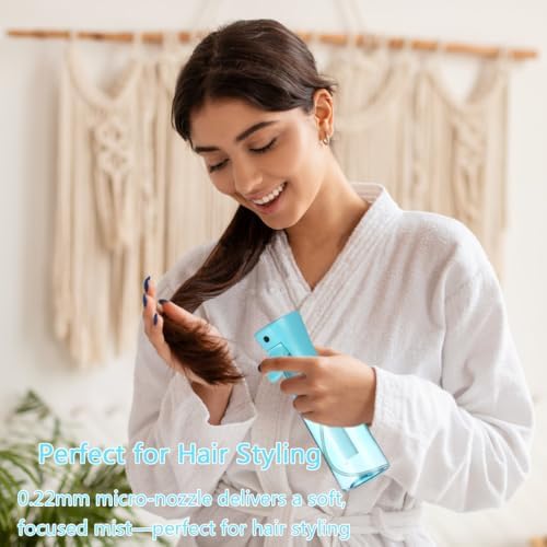 3 Pack Spray Bottles, 2-Pack Continuous Spray Bottles,Fine Water Mist Spray Bottles for Hair 6.8 OZ (200 ML) and 1oz 30ml Travel Spray Bottle Mister for Cleaning,Hairstyling,Plants,Barbers,Pets Blue - Image 5