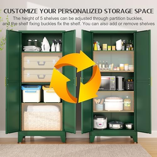 GAIOUS 75.2" Tall Kitchen Food Pantry, Metal Pantry Cabinet with 2 Door - Image 4