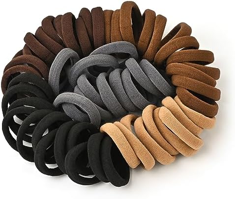 50PCS Hair Ties for Thick Hair, Seamless Cotton Ponytail Holders - Image 3