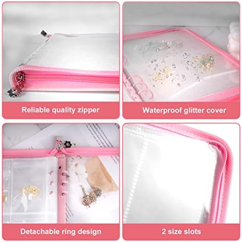 Travel Jewelry Organizer Transparent Jewelry Storage Book Set Pink - Image 7