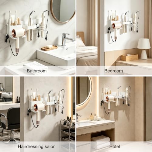 No-Drill Hair Dryer Holder Wall Mount for Bathroom - Image 7