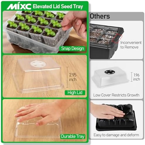 MIXC 10 Pack Seed Starter Tray, 120Cell Stater Kit with Elevated Lid - Image 4
