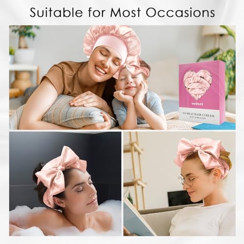 weiwei Satin Heatless Curls Overnight Hair Curler Headband, No Heat Curls Overnight Hair Curlers to Sleep In, 70" Hair Curlers No Heat, 9 Pcs Satin Heatless Curling Set for Women Long Hair - Image 5