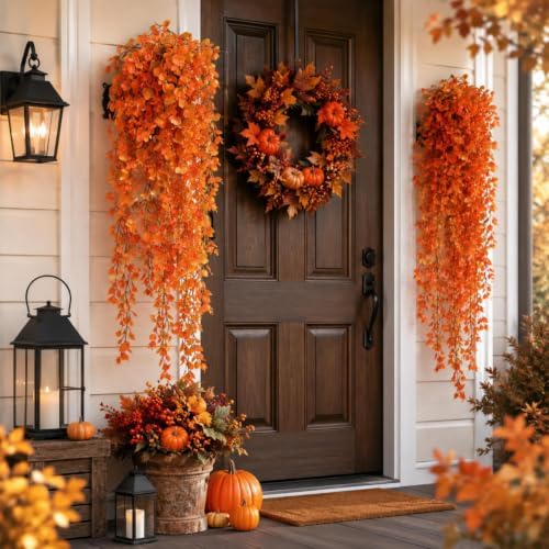 6 Pack Fall Hanging Plants Eucalyptus Fall Vines Decor 21.65 Inch - Image 4